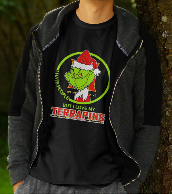 Grinch I Hate People But I Love My Maryland Terrapins Christmas T-Shirt