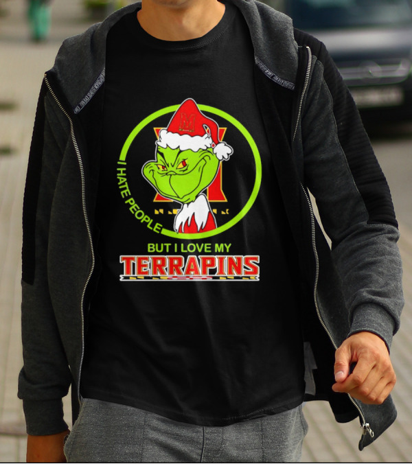 Grinch I Hate People But I Love My Maryland Terrapins Christmas T-Shirt