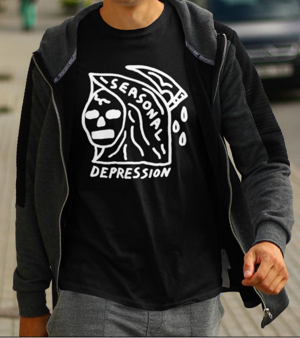 Seasonal Depression Grim Reaper Parody With Scythe And Raindrops T-Shirt