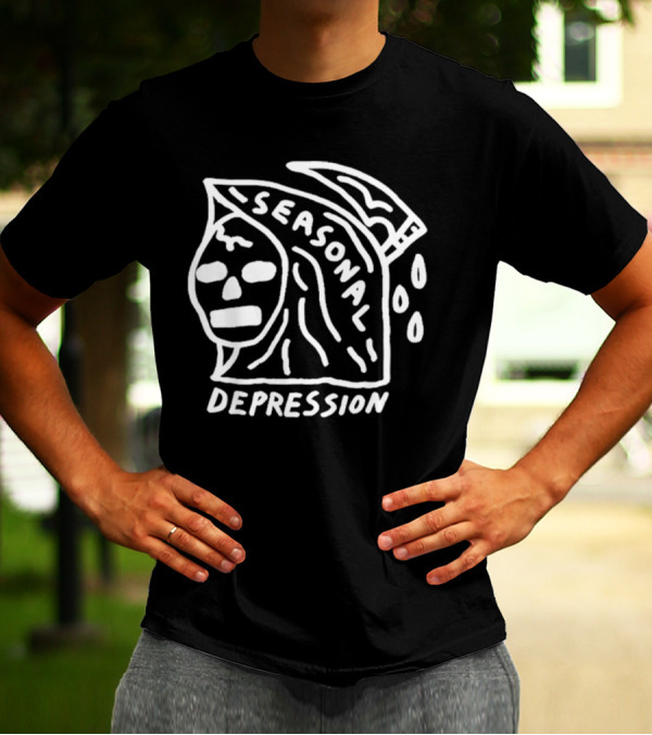 Seasonal Depression Grim Reaper Parody With Scythe And Raindrops T-Shirt