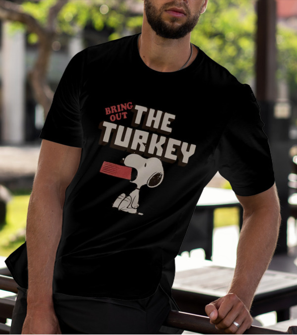 Snoopy Bring Out The Turkey Peanuts Thanksgiving Iconic Cartoon T-Shirt