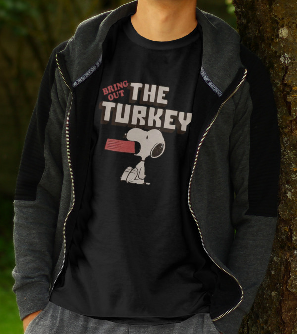 Snoopy Bring Out The Turkey Peanuts Thanksgiving Iconic Cartoon T-Shirt