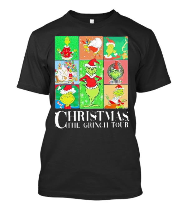 Christmas The Grinch Tour Santa Hat Emojis And Festive Scenes T-Shirt