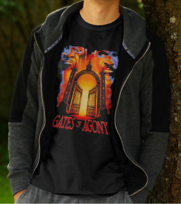 Gates Of Agony Open The Gates With Horror Faces And Fiery Entrance T-Shirt