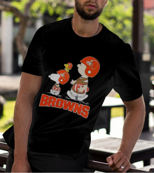 Snoopy Charlie Brown Woodstock Football Browns T-Shirt