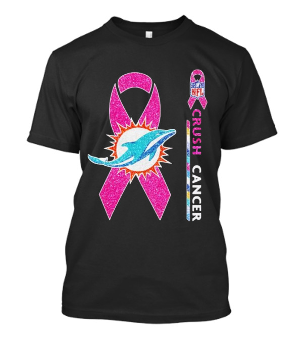 NFL Miami Dolphins Pink Ribbon Crush Cancer Initiative T-Shirt