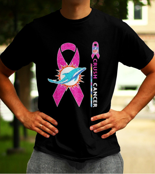 NFL Miami Dolphins Pink Ribbon Crush Cancer Initiative T-Shirt