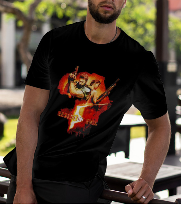 Resident Evil Chris Redfield Sheva Alomar 5 Vintage Africa Map T-Shirt