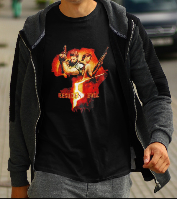 Resident Evil Chris Redfield Sheva Alomar 5 Vintage Africa Map T-Shirt