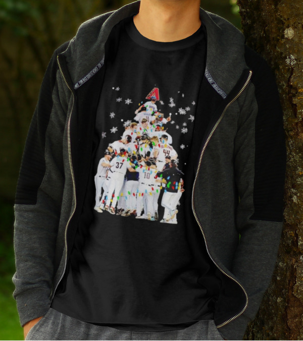 Arizona Diamondbacks Baseball Team Christmas Tree With Logo And Players T-Shirt