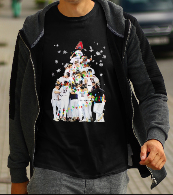 Arizona Diamondbacks Baseball Team Christmas Tree With Logo And Players T-Shirt