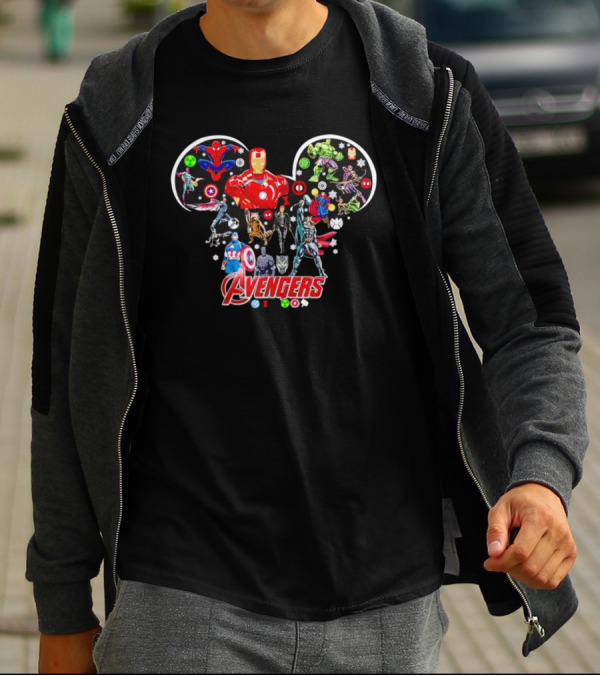 Avengers Marvel Characters In Mickey Mouse Head Shape T-Shirt