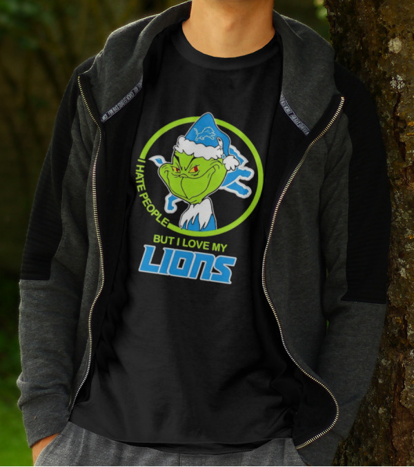 Grinch I Hate People But I Love My Detroit Lions T-Shirt
