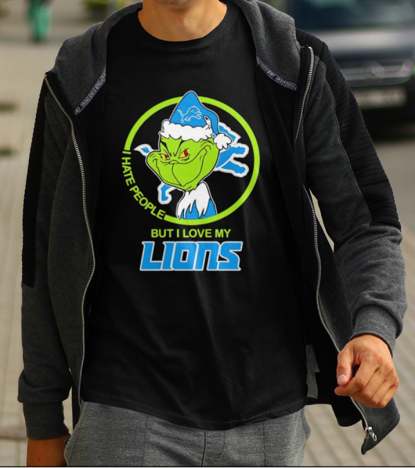 Grinch I Hate People But I Love My Detroit Lions T-Shirt