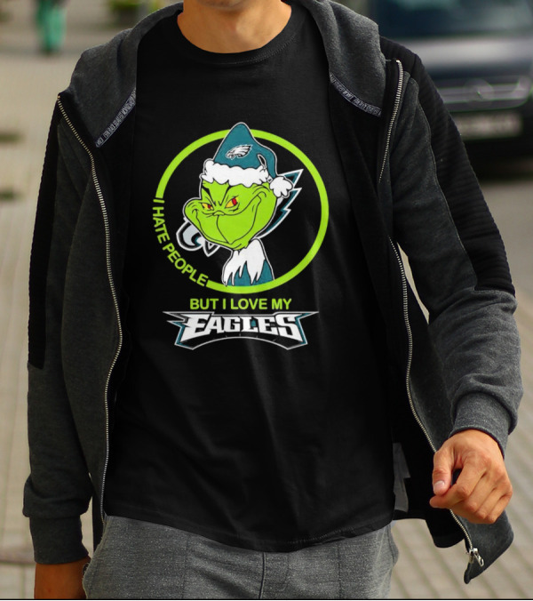 Grinch I Hate People But I Love My Eagles T-Shirt