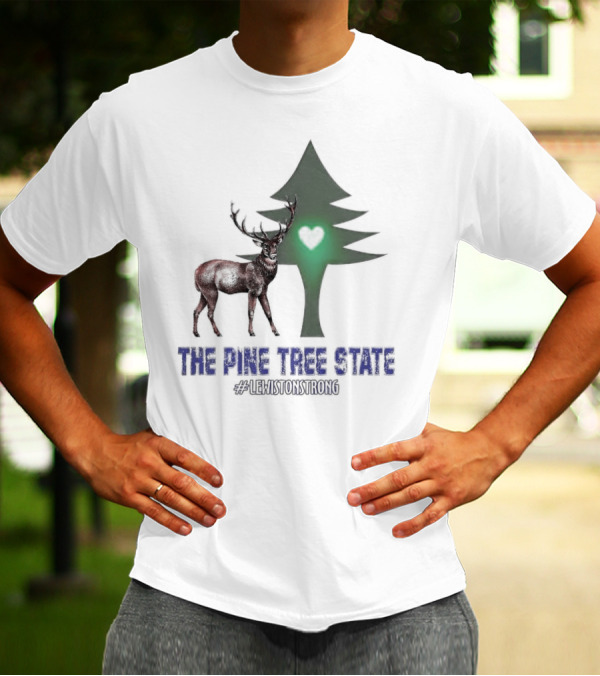 Reindeer The Pine Tree State Heart Icon #LewistonStrong T-Shirt