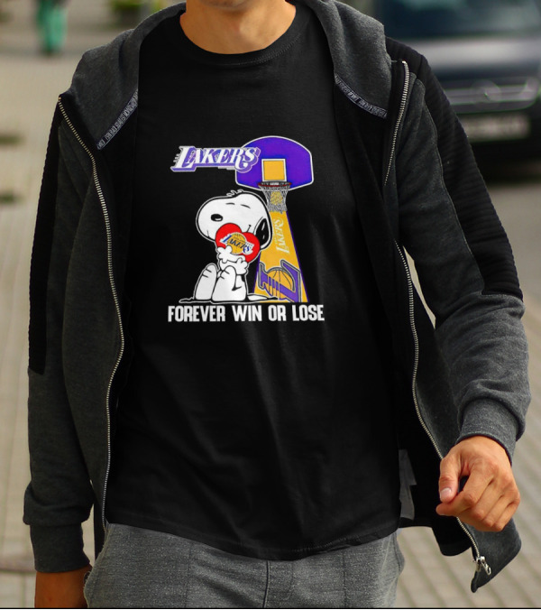 Snoopy Los Angeles Lakers Basketball Forever Win Or Lose T-Shirt