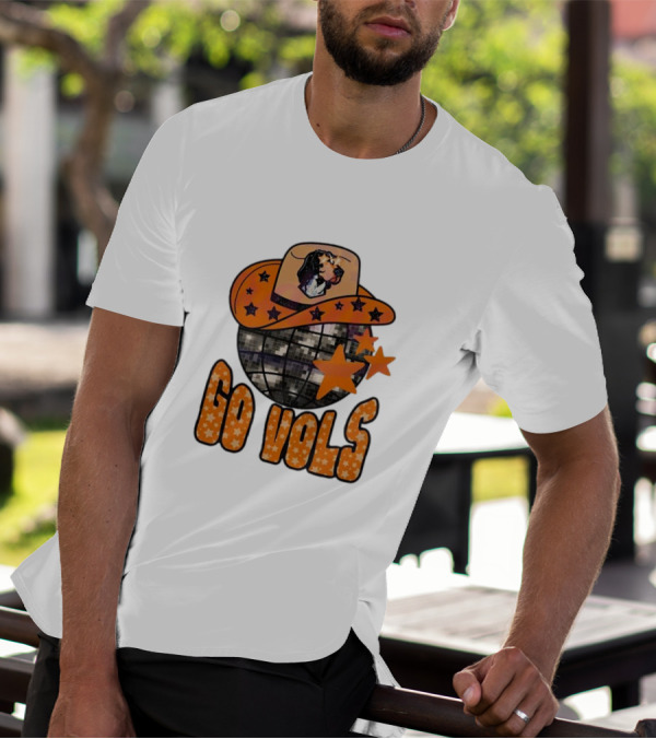 Tennessee Vols Go Vols Disco Ball Cowboy Hat Stars NCAA Mascot T-Shirt