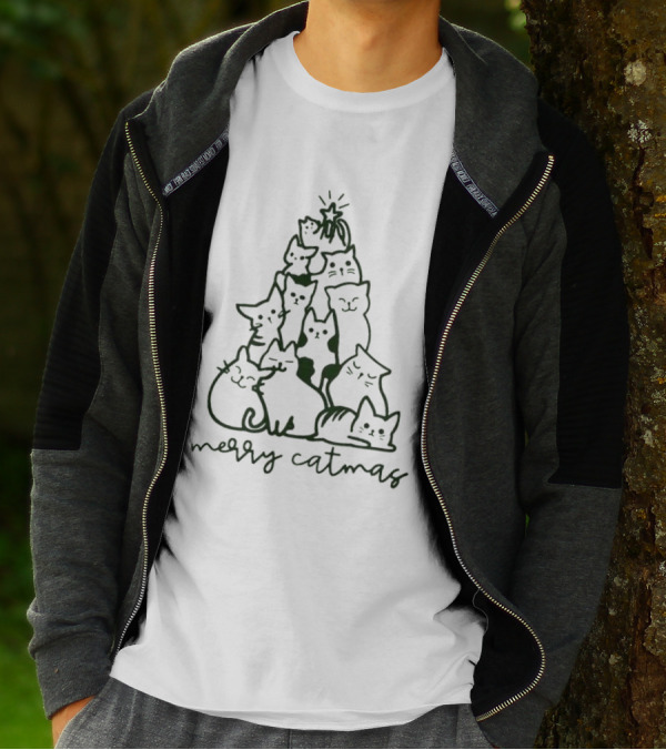 Merry Catmas Cats Christmas Tree T-Shirt