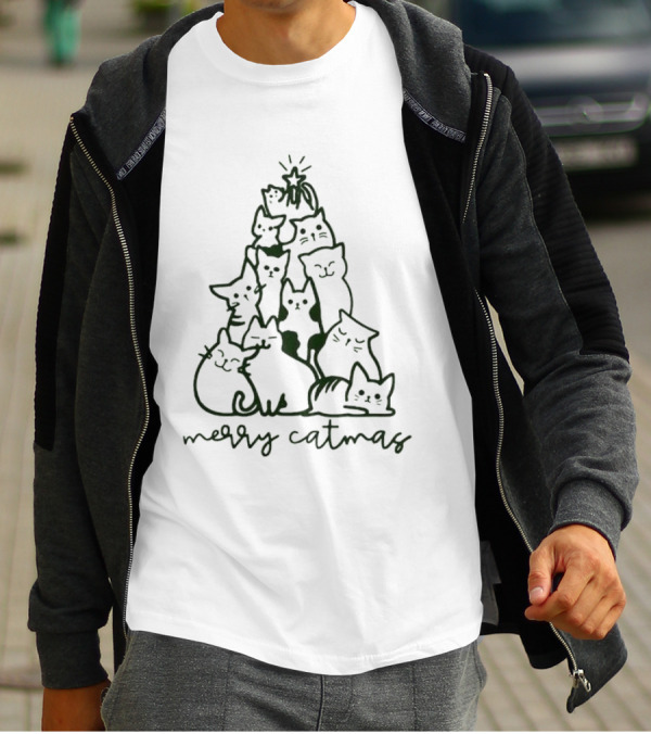 Merry Catmas Cats Christmas Tree T-Shirt