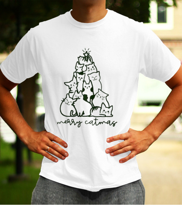 Merry Catmas Cats Christmas Tree T-Shirt