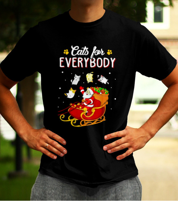 Cats For Everybody Santa With Cats Sleigh Christmas T-Shirt