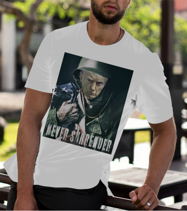 Donald Trump Never Surrender Military Helmet American Flag T-Shirt