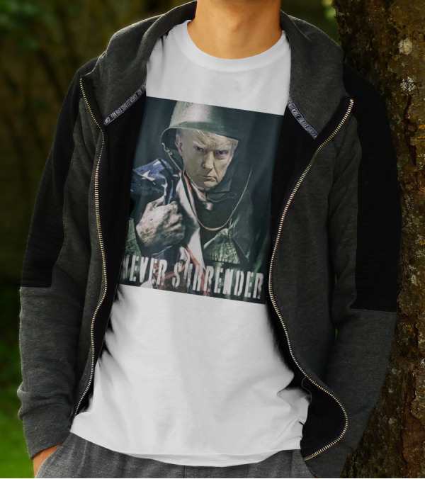 Donald Trump Never Surrender Military Helmet American Flag T-Shirt