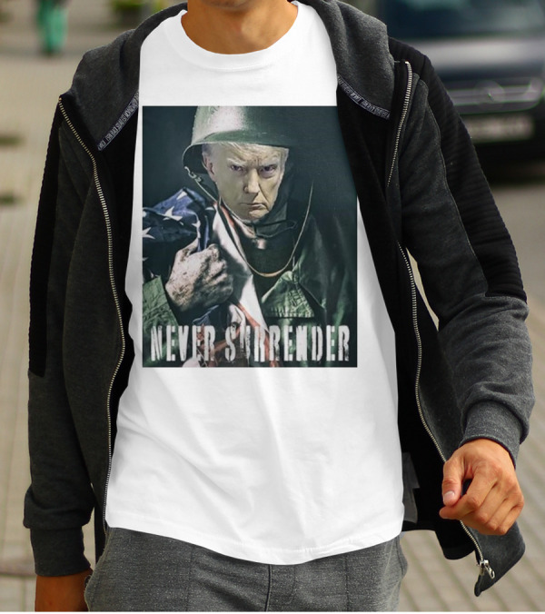 Donald Trump Never Surrender Military Helmet American Flag T-Shirt