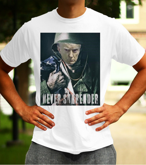 Donald Trump Never Surrender Military Helmet American Flag T-Shirt
