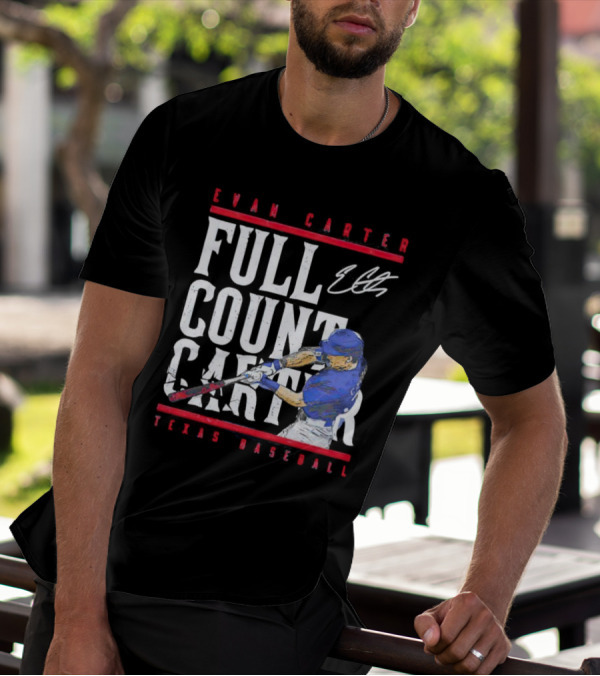 Evan Carter Full Count Carter Texas Baseball Signature T-Shirt