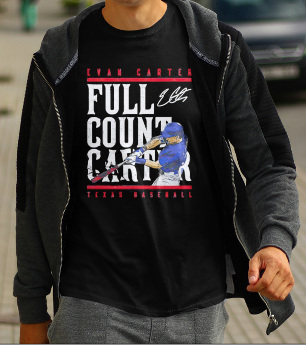 Evan Carter Full Count Carter Texas Baseball Signature T-Shirt