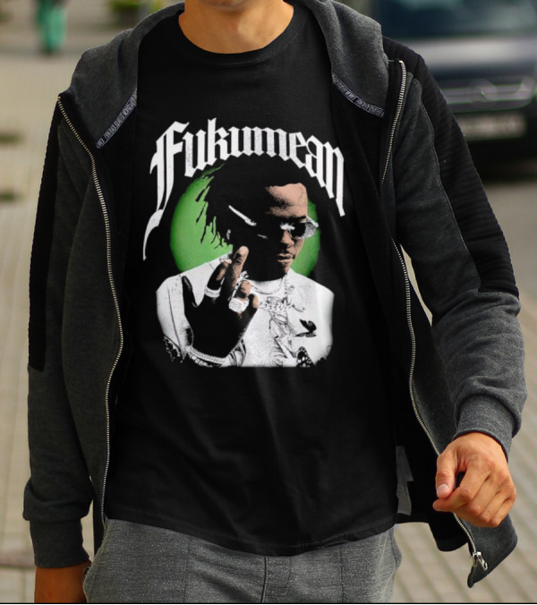 Fukumean 90s Vintage Hip Hop Style With Green Aura T-Shirt