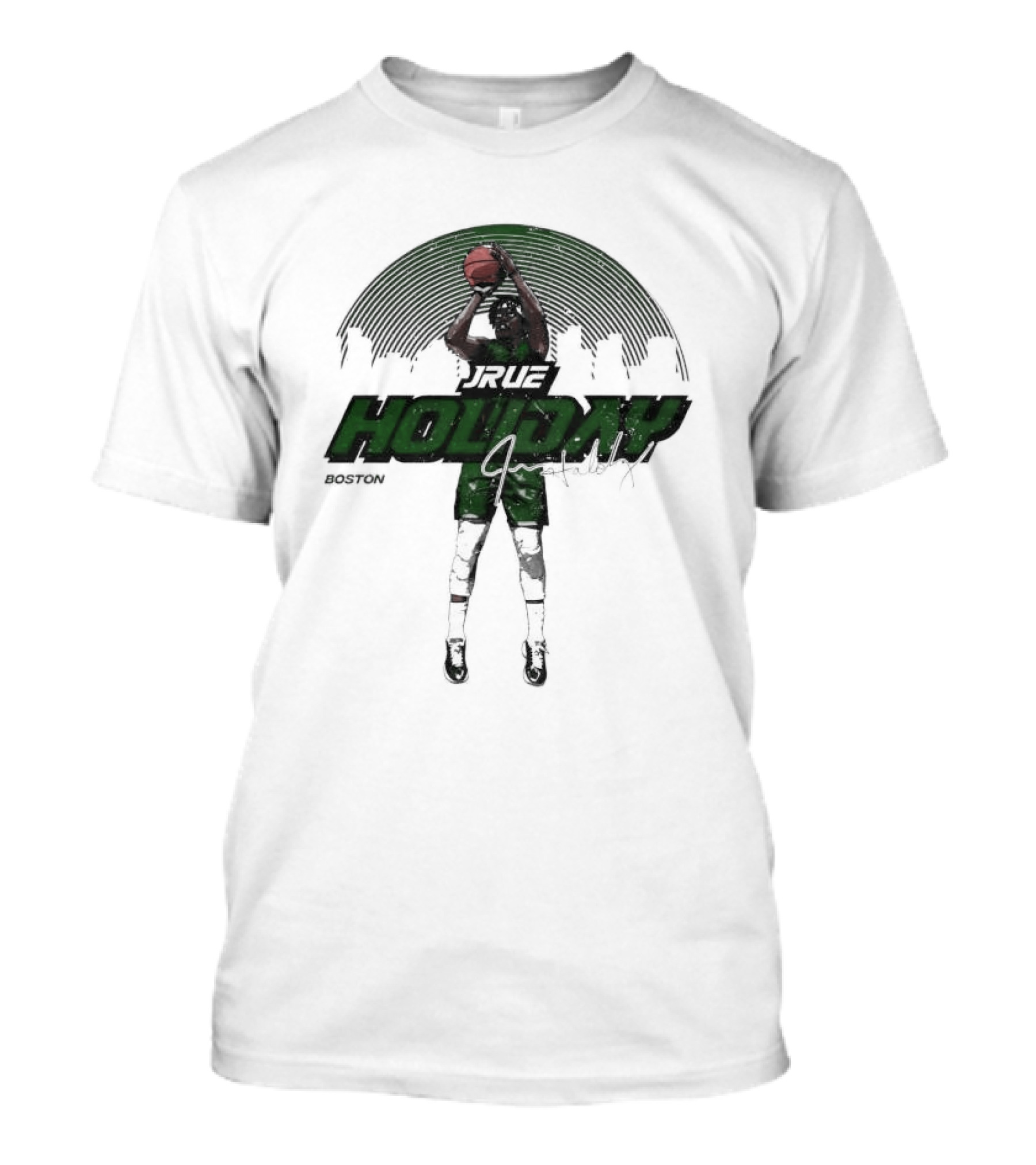 Jrue Holiday Boston Celtics Skyline Basketball Signature T-Shirt