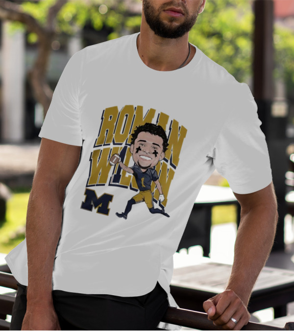 Roman Wilson University Of Michigan Football Caricature Roman Wilson M T-Shirt