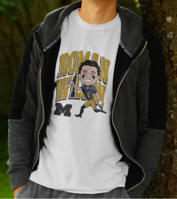 Roman Wilson University Of Michigan Football Caricature Roman Wilson M T-Shirt