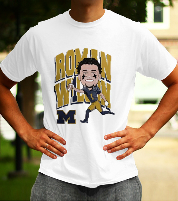 Roman Wilson University Of Michigan Football Caricature Roman Wilson M T-Shirt