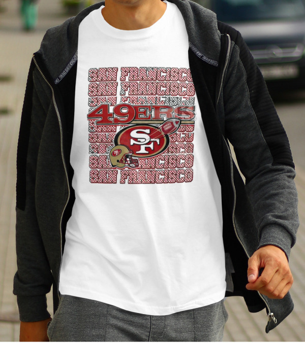 San Francisco 49ers Checkered Helmet T-Shirt