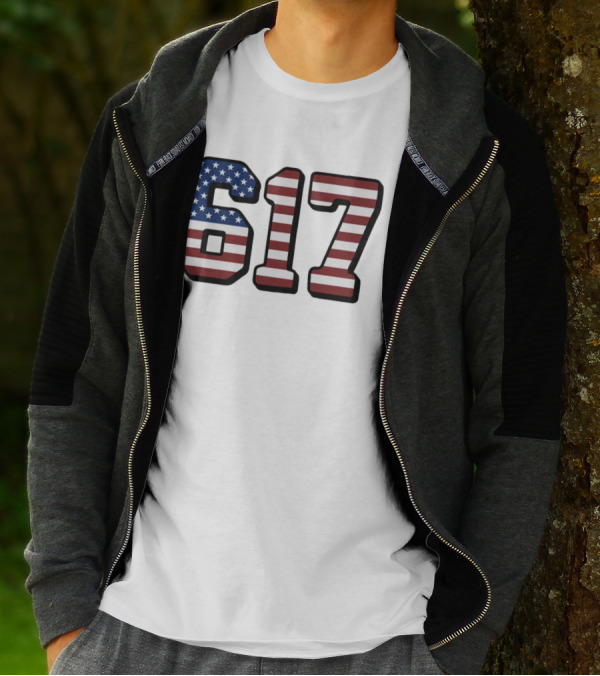 Boston 617 USA Flag T-Shirt