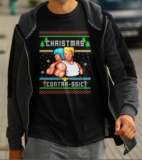 Christmas Contra-ssic Retro Gaming Mashup T-Shirt