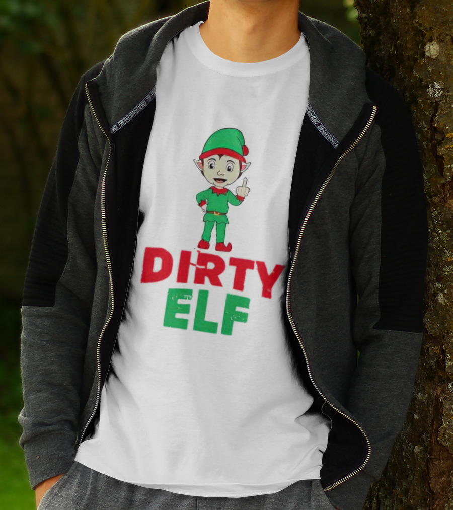 Dirty ELF Christmas Middle Finger T-Shirt