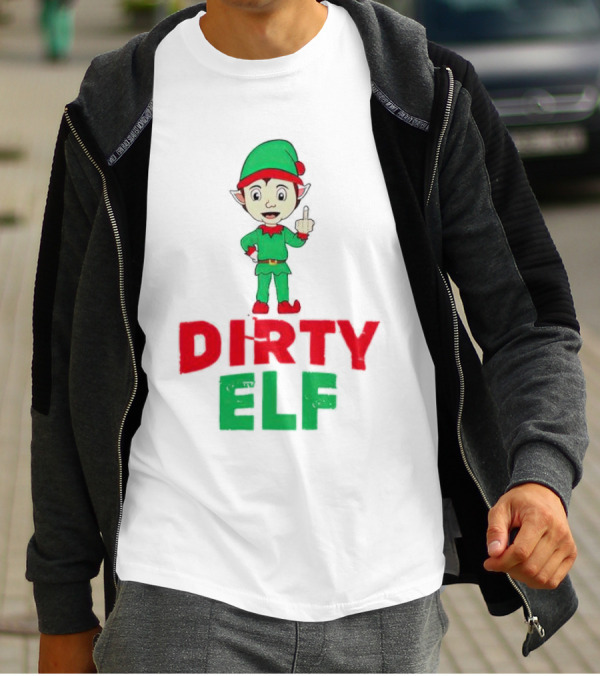 Dirty ELF Christmas Middle Finger T-Shirt