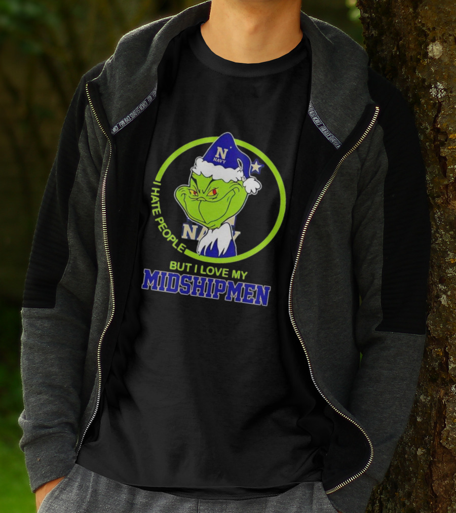 Grinch I Hate People But I Love My Navy Midshipmen T-Shirt