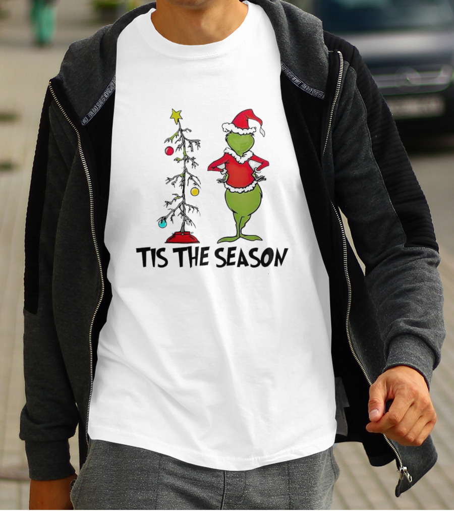 Grinch Tis The Season With Charlie Brown Christmas Tree T-Shirt