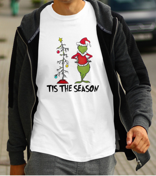 Grinch Tis The Season With Charlie Brown Christmas Tree T-Shirt