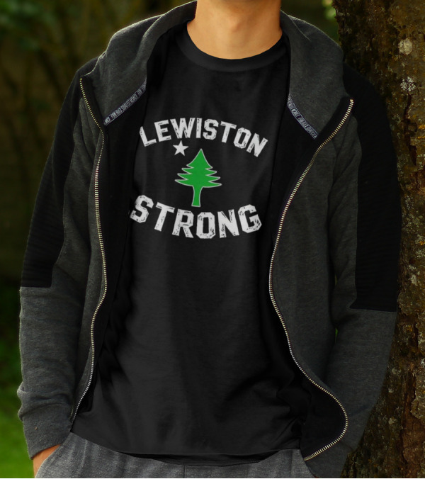 Lewiston Strong Pine Tree And Star Maine T-Shirt