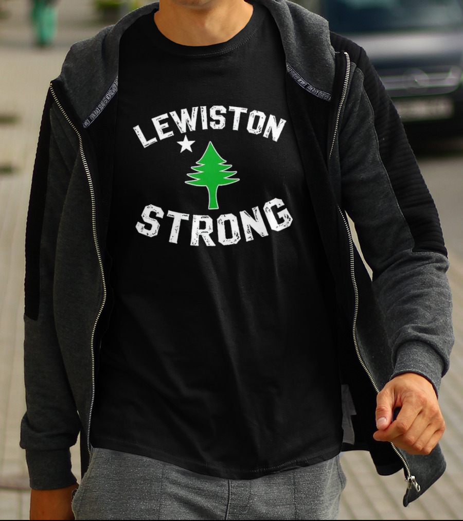 Lewiston Strong Pine Tree And Star Maine T-Shirt