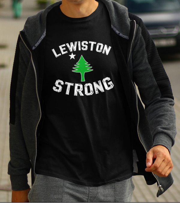 Lewiston Strong Pine Tree And Star Maine T-Shirt
