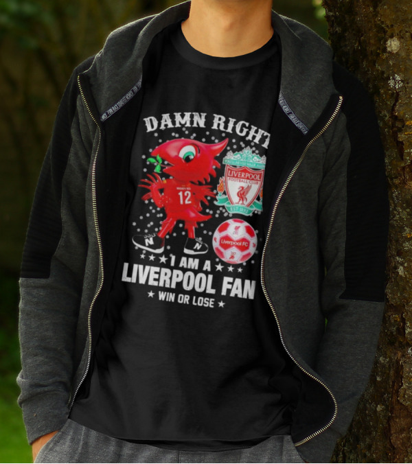 Damn Right I Am A Liverpool Fan Win Or Lose Mighty Red Snowflakes Liverpool FC Football Club Est 1892 T-Shirt