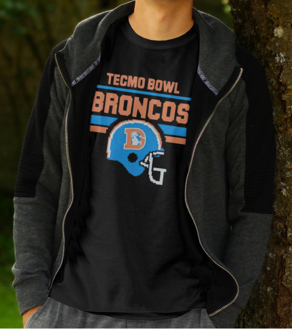 Tecmo Bowl Denver Broncos Retro Helmet Pixel T-Shirt